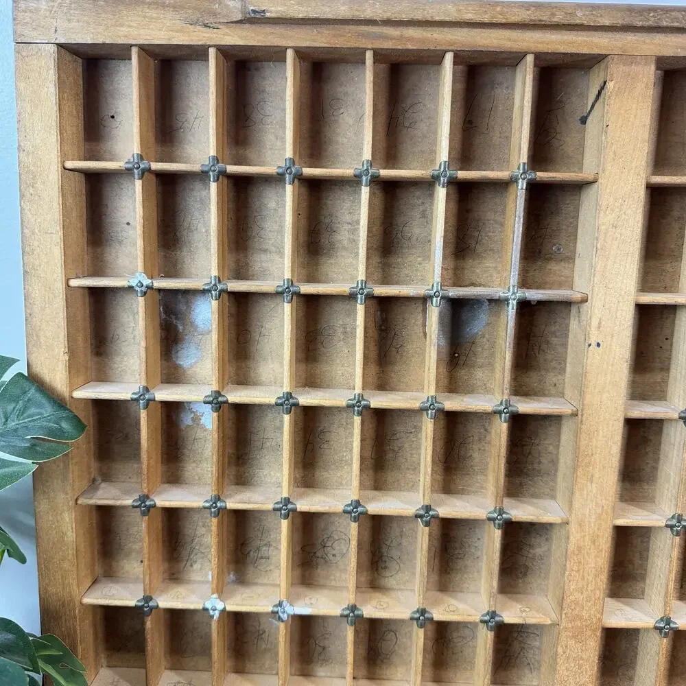 Antique New Departure Patented Printer's Type Case Drawer Wood Trinket Shelf